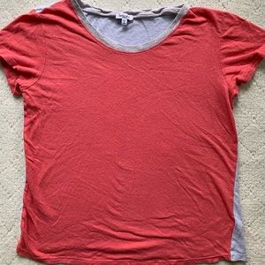 Splendid short sleeve cotton/linen T-shirt. Size M. Coral/gray/light blue